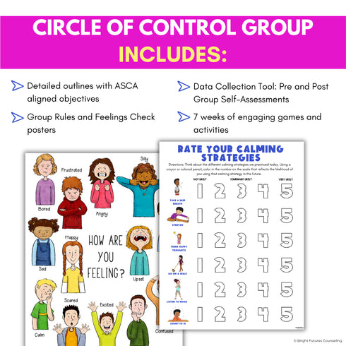 Circle of Control School Counseling Group -Anxiety Circle of Control Activities