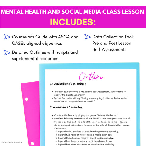 Mental Health, Tech, & Social Media Safety Lesson for Middle School Counseling