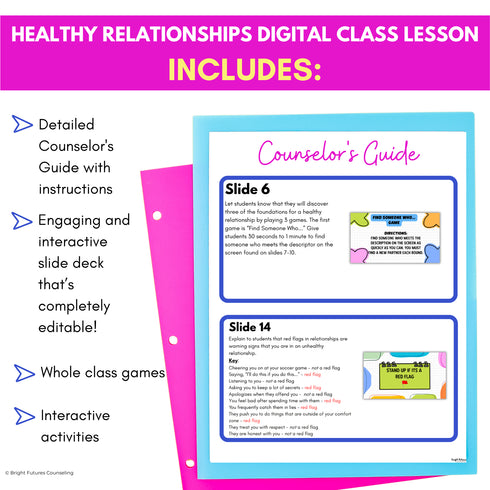 Healthy Relationships Middle School Counseling Lesson Classroom Guidance Activity