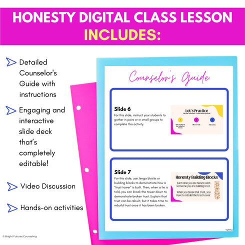 Honesty Activities and School Counseling Character Ed Lesson on Being Honest