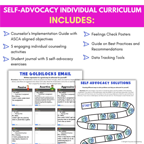 Self-Advocacy Middle School Individual Counseling - Self-Advocacy Worksheets