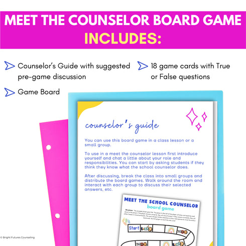 Meet the Counselor Board Game - Back to School Meet the School Counselor Lesson