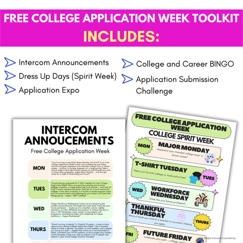 Free College Application Week Planning Toolkit for High School Counseling