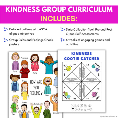 Kindness Small Group Counseling Curriculum with Social Skills Activities
