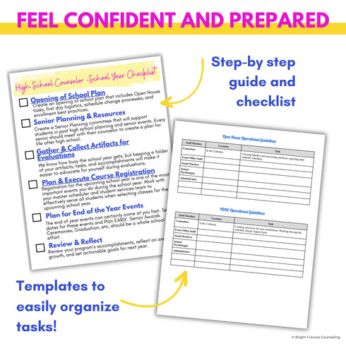 High School Counselor School Year Checklist - High School Counseling Planning
