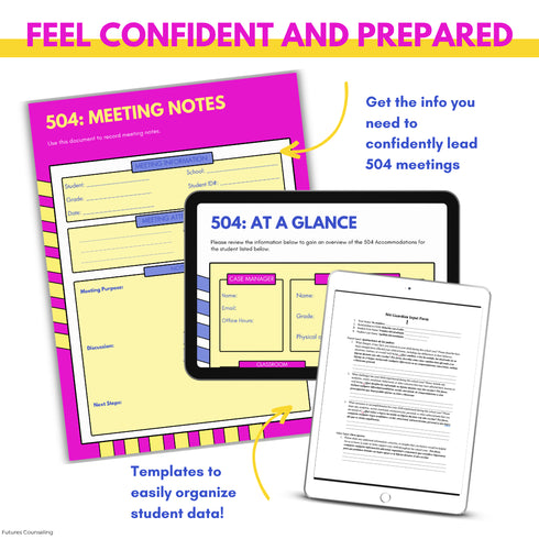 504 meeting notes and 504 at a glance templates for leading 504 meetings