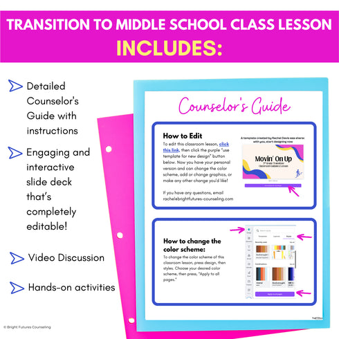 Middle School Transition Lesson-5th Grade Transition to Middle School Activities