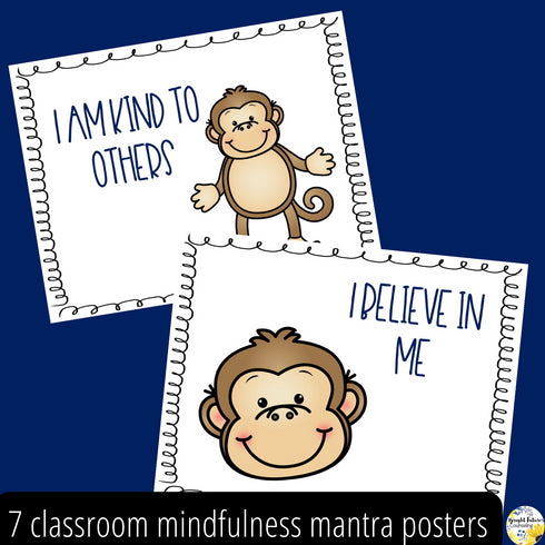 Mindful Monkey Mantras - Counseling Office and Classroom Decor