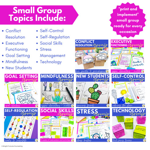 Group Curriculum BUNDLE II 10 Counseling Small Groups