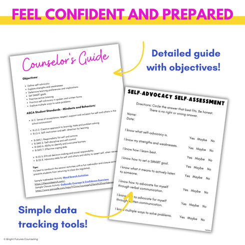 Self-Advocacy Middle School Individual Counseling - Self-Advocacy Worksheets