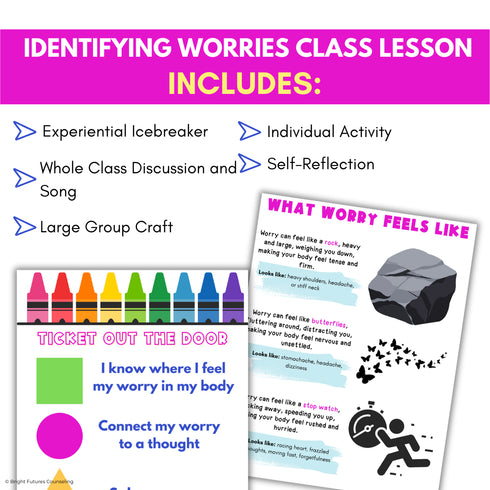 50% OFF for 48 HR Identifying Worries Lesson & Activities -Anxiety Coping Skills