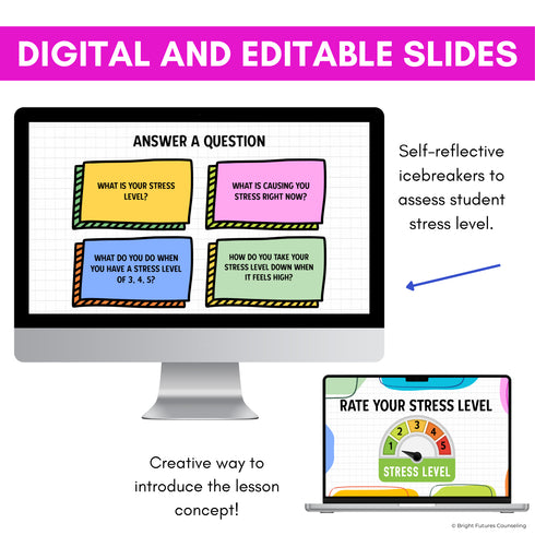 Stress Management Middle School Counseling Editable and Digital SEL Lesson