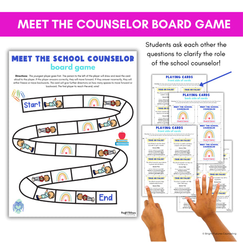Meet the Counselor Board Game - Back to School Meet the School Counselor Lesson