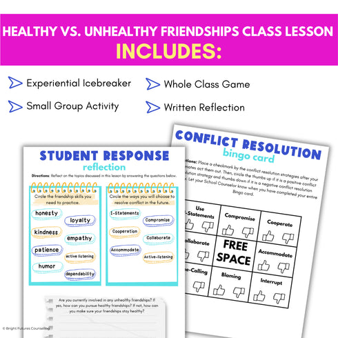 Middle School Friendship Lesson - Healthy Vs. Unhealthy Friendships SEL Lesson
