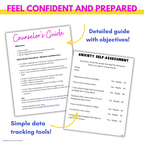 Anxiety Coping Skills Activities- Middle School Individual Counseling Curriculum