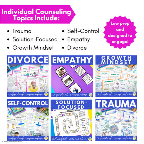 Individual Counseling Curriculum Bundle II with 6 School Counseling Lesson Plans