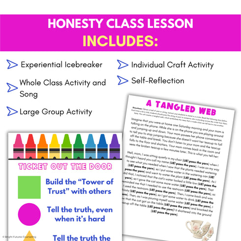 50% OFF for 48 HRS Honesty School Counseling Class Lesson - Honesty Worksheets