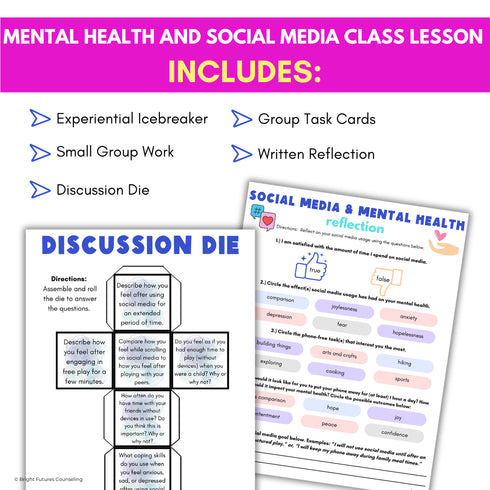Mental Health, Tech, & Social Media Safety Lesson for Middle School Counseling