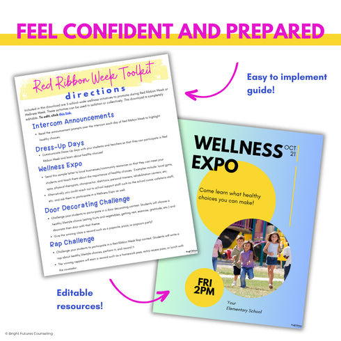 Red Ribbon Week Editable Toolkit - Wellness Week and Red Ribbon Week Flyers