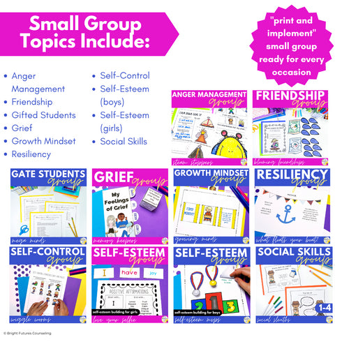 School Counseling Curriculum BUNDLE 10 Low-Prep Ready to Use Counseling Groups