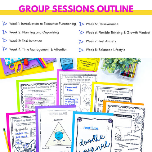 Executive Functioning and Study Skills School Counseling Group & SEL Activities