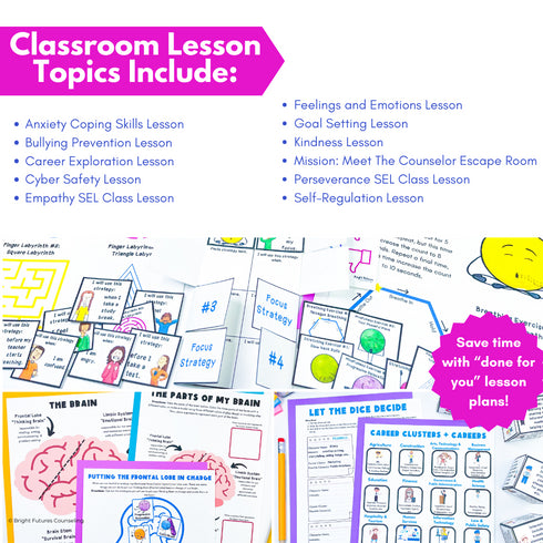 Research Based Year Long Elementary Counseling Curriculum with Editable Curriculum Map!