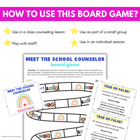 Meet the Counselor Board Game - Back to School Meet the School Counselor Lesson
