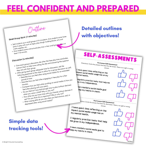 Mental Health, Tech, & Social Media Safety Lesson for Middle School Counseling