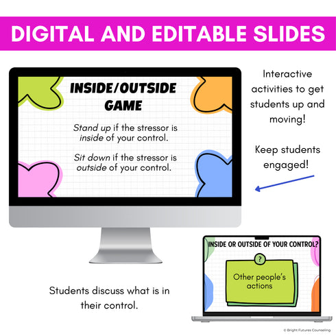 Stress Management Middle School Counseling Editable and Digital SEL Lesson