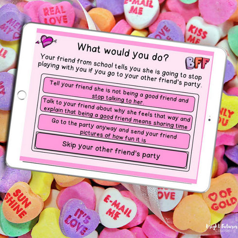 Valentine's Day Counseling Activity - Healthy Vs Unhealthy Friendship BOOM Cards