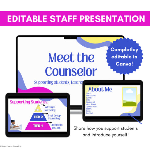Meet the School Counselor Presentation for Staff | Editable Slides and Handout