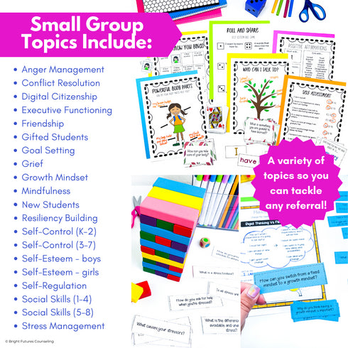 3 Tier Comprehensive Counseling Curriculum with Lessons, Groups, and Individual