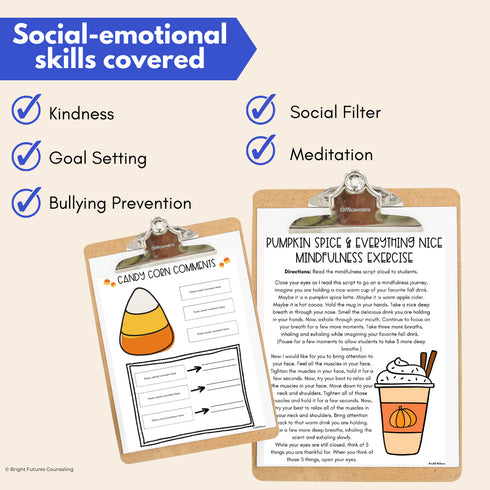 Fall SEL Activities & Fall School Counseling Activity - Countdown to Fall Break