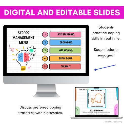 Stress Management Middle School Counseling Editable and Digital SEL Lesson