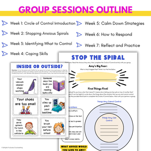 Circle of Control School Counseling Group -Anxiety Circle of Control Activities
