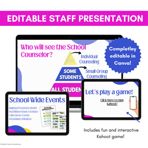 Meet the School Counselor Presentation for Staff | Editable Slides and Handout