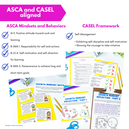 Growth Mindset SEL and School Counseling Lesson, Game, Skits, and Activities