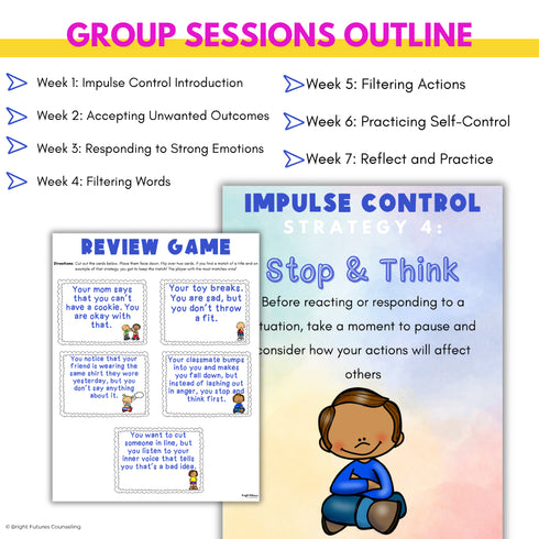 Impulse Control Counseling Group - Self-Control & Impulse Control Activities