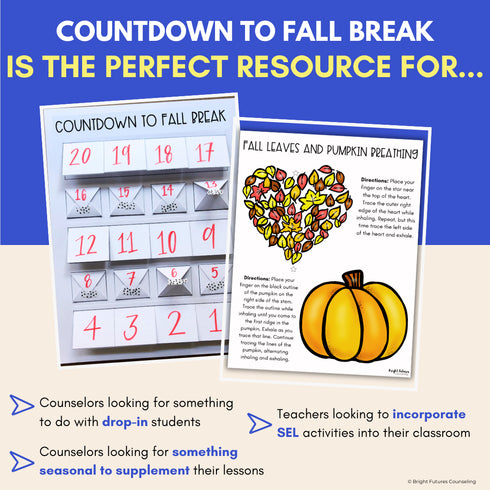 Fall SEL Activities & Fall School Counseling Activity - Countdown to Fall Break