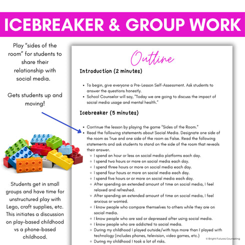 Mental Health, Tech, & Social Media Safety Lesson for Middle School Counseling