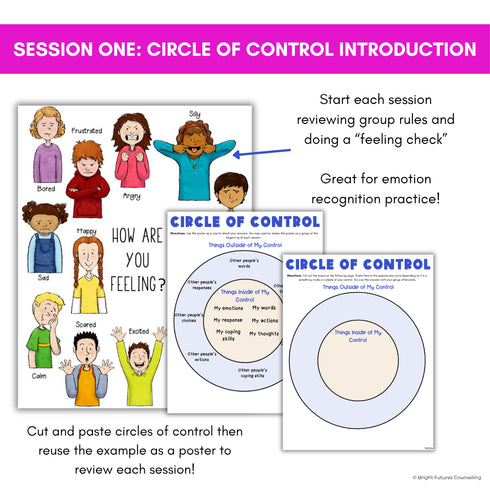 Circle of Control School Counseling Group -Anxiety Circle of Control Activities