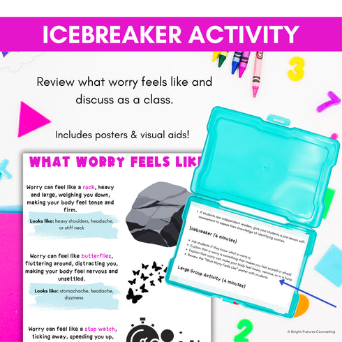 50% OFF for 48 HR Identifying Worries Lesson & Activities -Anxiety Coping Skills