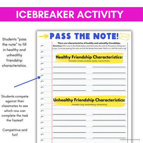 Middle School Friendship Lesson - Healthy Vs. Unhealthy Friendships SEL Lesson