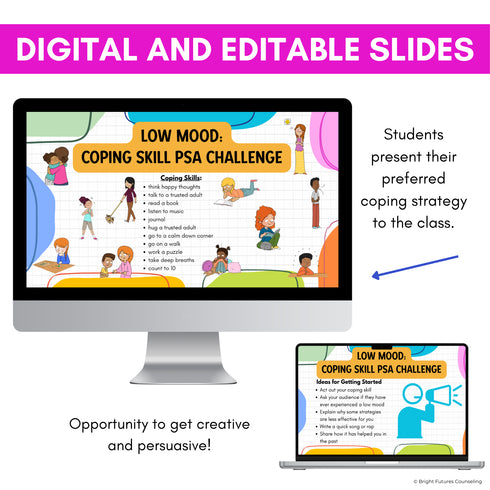 Low Mood Coping Skill PSA Challenge slide