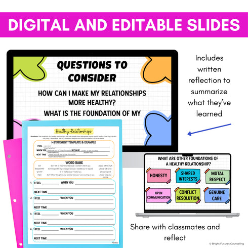 Healthy Relationships Middle School Counseling Lesson Classroom Guidance Activity
