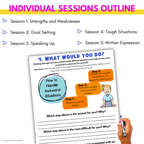 Self-Advocacy Middle School Individual Counseling - Self-Advocacy Worksheets