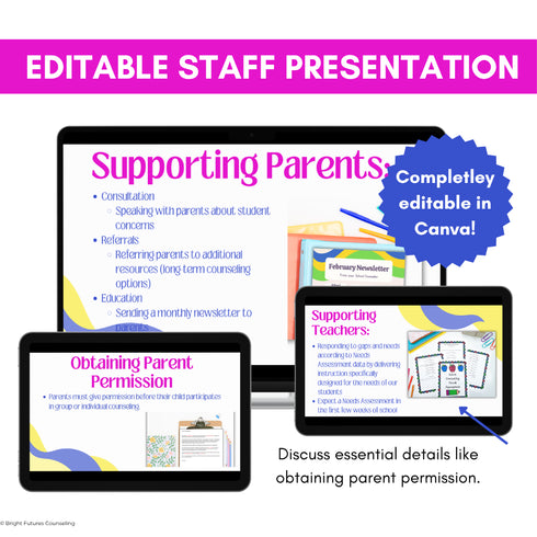 Meet the School Counselor Presentation for Staff | Editable Slides and Handout