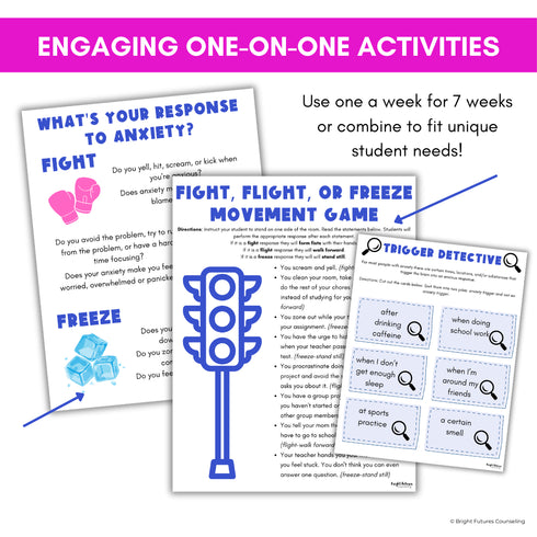 Anxiety Coping Skills Activities- Middle School Individual Counseling Curriculum