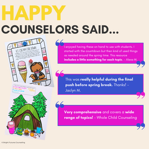 Countdown to Spring Break, School Counseling Spring Activity Pack
