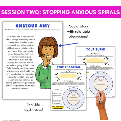 Circle of Control School Counseling Group -Anxiety Circle of Control Activities